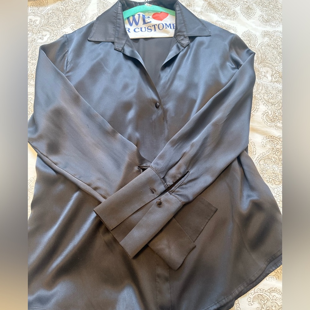 Catherine Gee Black Satin Blouse